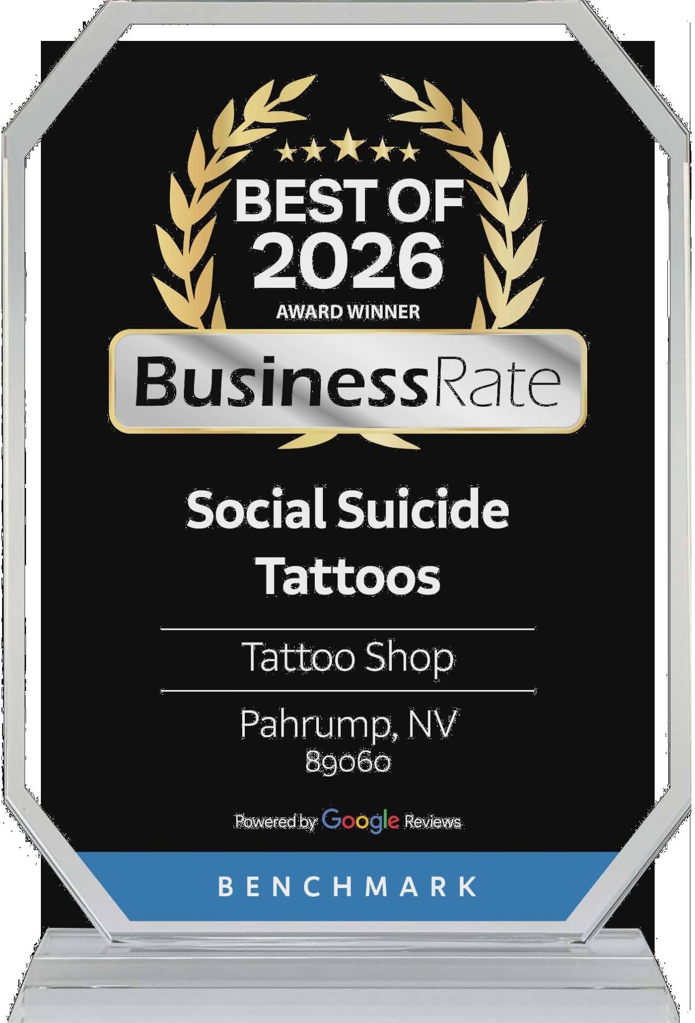 Best of 2026 BusinessRate Award Winner for Social Suicide Tattoos in Pahrump, Nevada