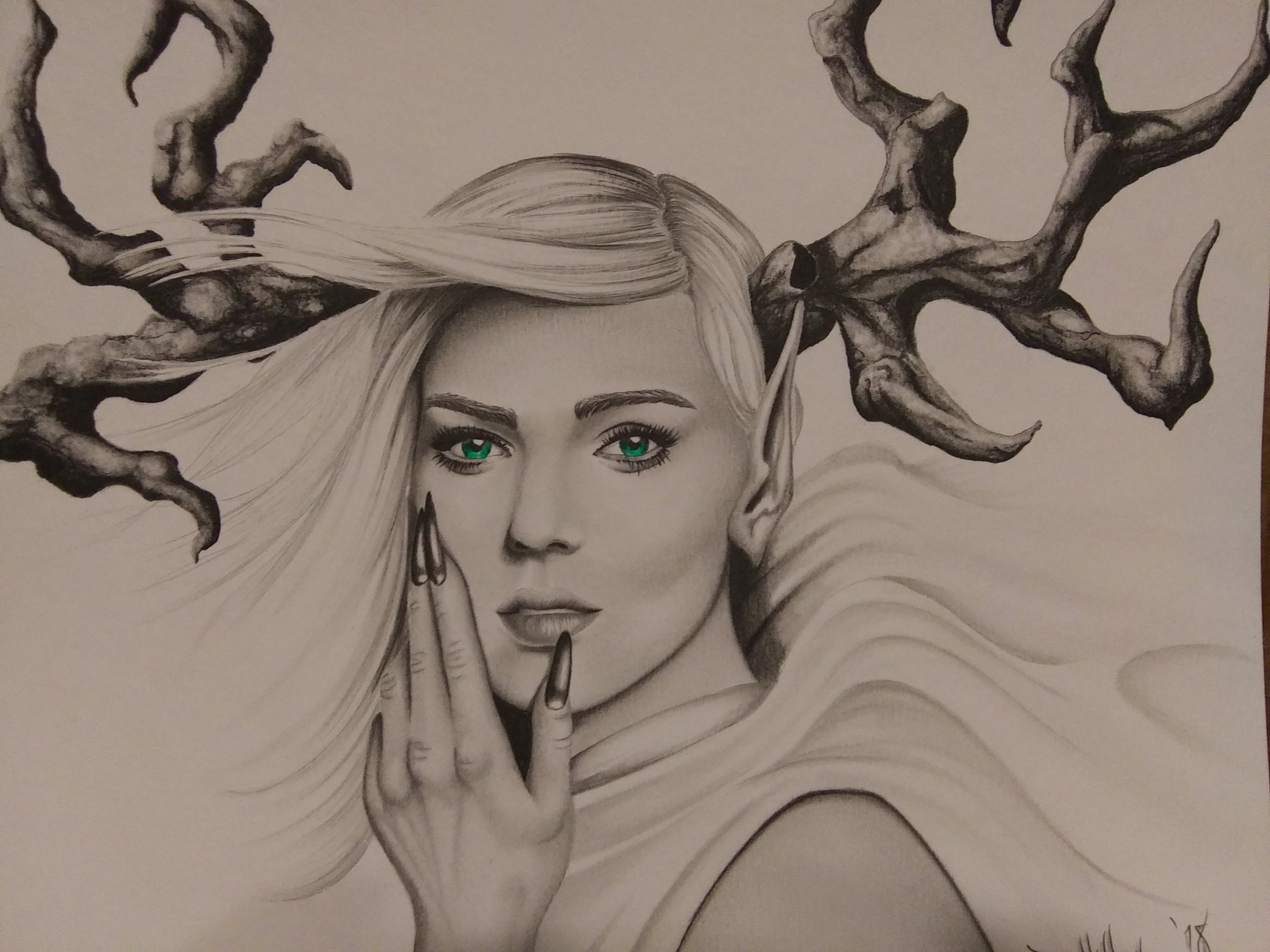 Graphite fantasy portrait drawing by Don at Social Suicide Tattoos