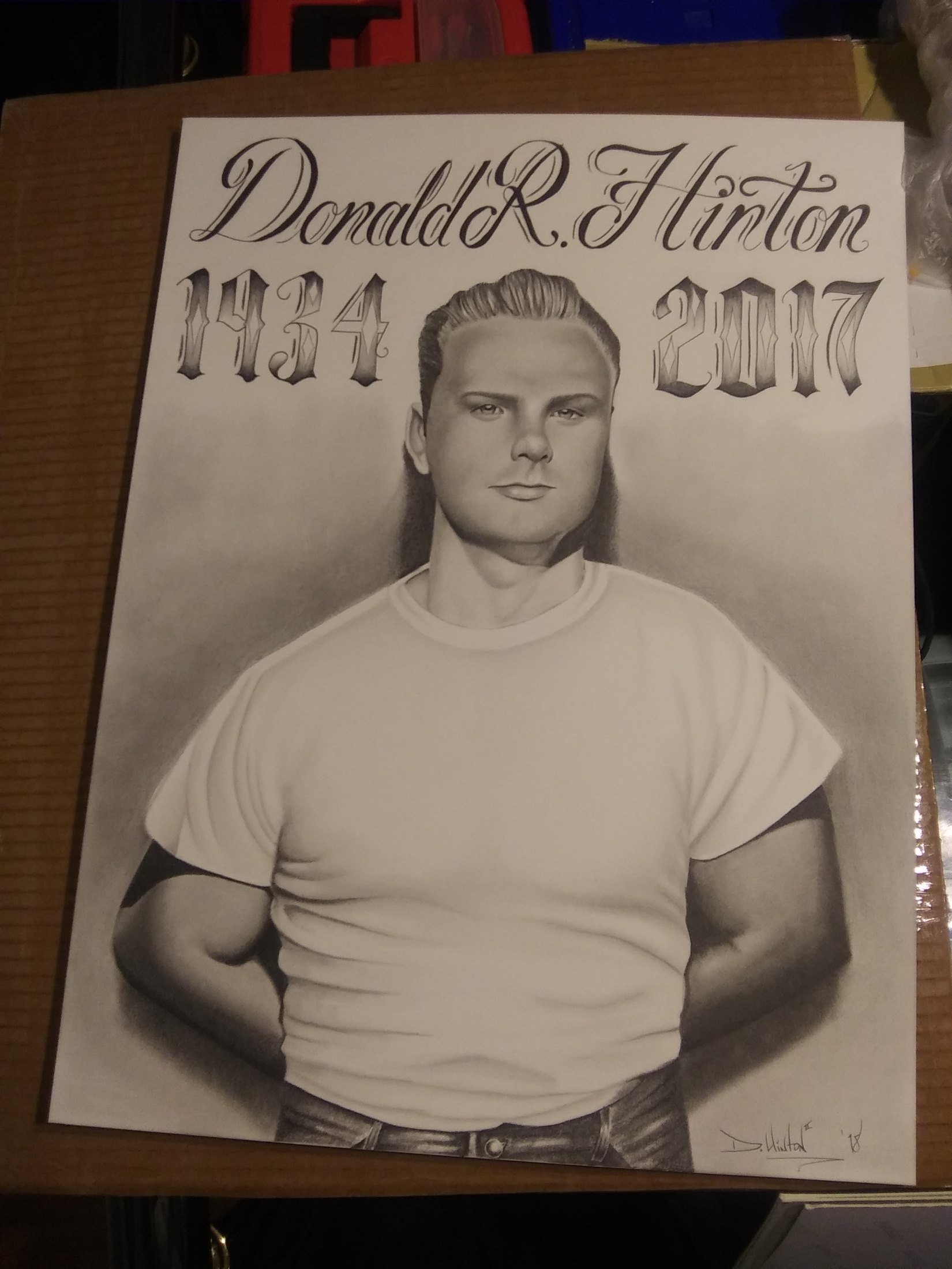Graphite memorial portrait drawing by Don at Social Suicide Tattoos