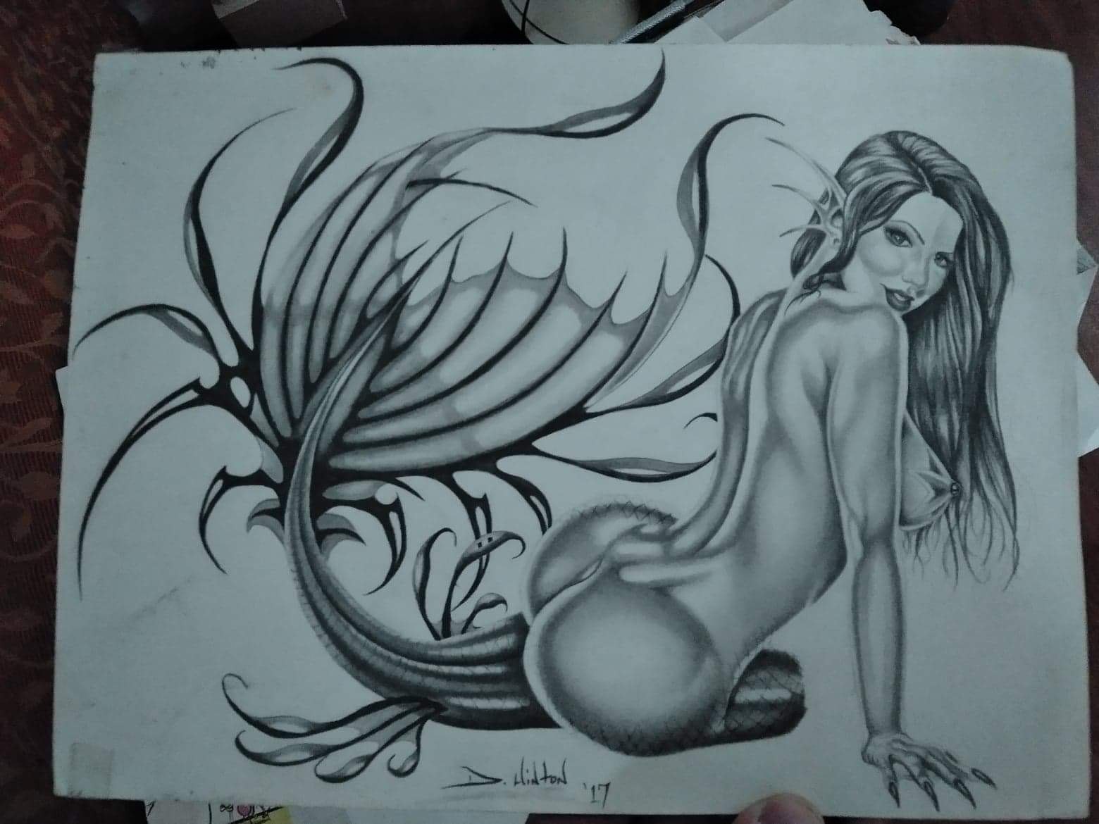Graphite fantasy illustration by Don at Social Suicide Tattoos